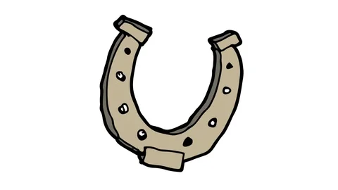 Kids drawing white screen with theme of Horseshoe Stock Footage 106632577
