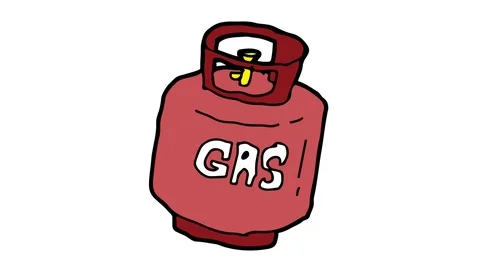 Kids drawing white screen with theme of gas cylinders Stock Footage 106633091