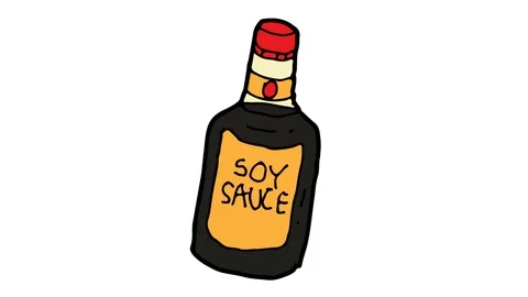 Kids drawing white screen with theme of soy sauce Stock Footage 106633418