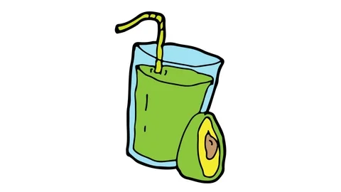 Kids drawing white screen with theme of avocado juice Stock Footage 107052261