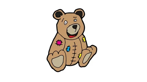 Kids drawing white screen with theme of Teddy bear Stock Footage 107366324