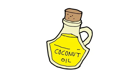 Kids drawing white screen with theme of coconut oil Stock Footage 107425345
