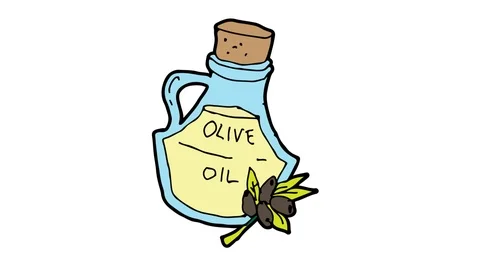 Kids drawing white screen with theme of olive oil Stock Footage 107425368