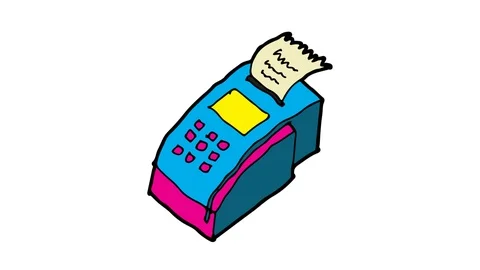 Kids drawing white screen with theme of debit machine Stock Footage 108216554