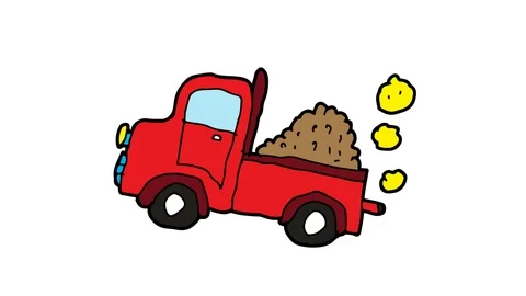 Kids drawing white screen with theme of sand truck Stock Footage 108868189