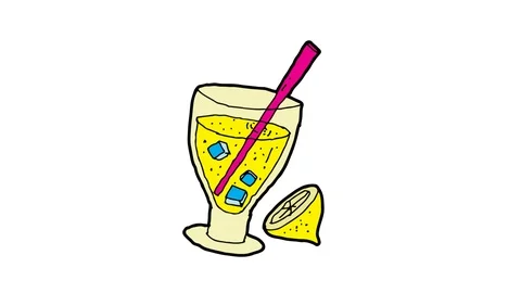Kids drawing white screen with theme of lemon drink Stock Footage 110886990