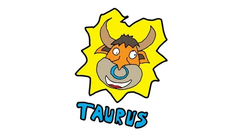 Kids drawing white screen with theme of Taurus Stock Footage 110887160