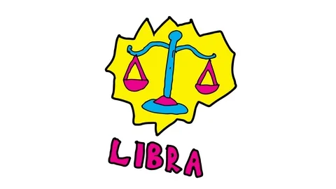 Kids drawing white screen with theme of Libra Stock Footage 110887241