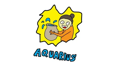 Kids drawing white screen with theme of Aquarius Stock Footage 110887310