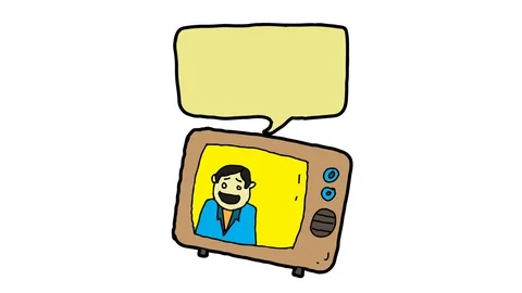 Kids drawing white screen with theme of television broadcaster Stock Footage 111455377