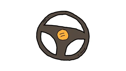 Kids drawing white screen with theme of steering wheel Stock Footage 111455415