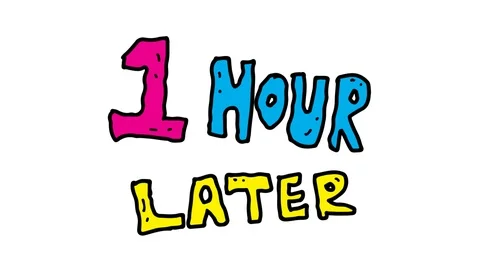 Kids drawing white screen with theme of 1 hour later Stock Footage 111455702