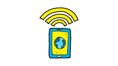 Kids drawing white screen with theme of internet connection Stock Footage 111611929