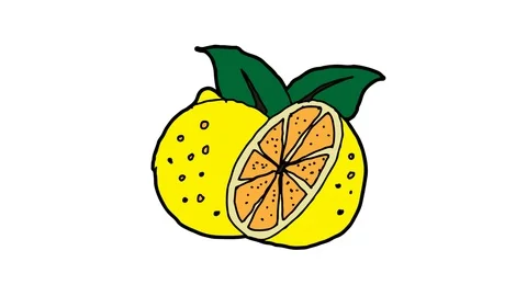 Kids drawing white screen with theme of lemon Stock Footage 111859213
