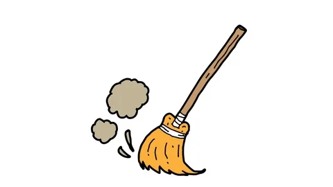 Kids drawing white screen with theme of broom Stock Footage 112693081