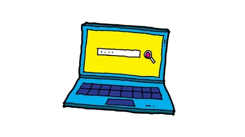 Kids drawing white screen with theme of online search Stock Footage 112693453
