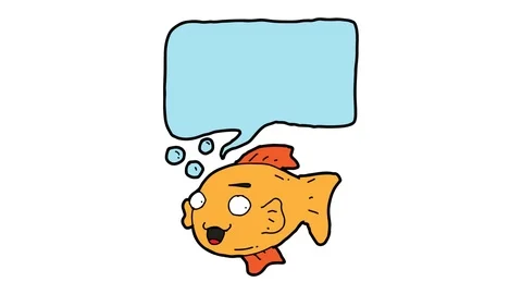 Kids drawing white screen with theme of fish and speech bubbles Stock Footage 112821330