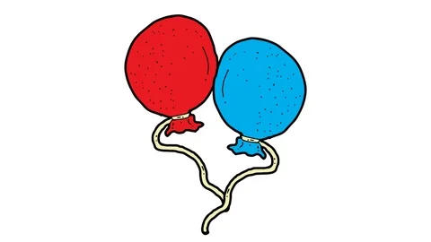 Kids drawing white screen with theme of balloon Stock Footage 112822704