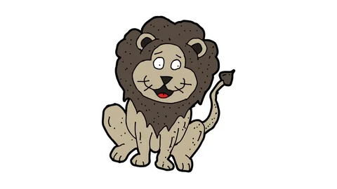 Kids drawing white screen with theme of lion Stock Footage 112823493