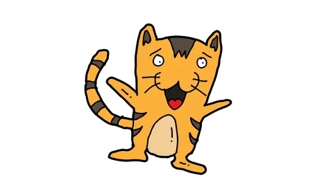 Kids drawing white screen with theme of cat Stock Footage 112823836