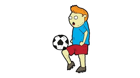 Kids drawing white screen with theme of soccer player Video stock 113266115