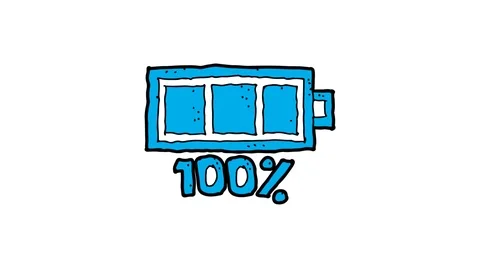 Kids drawing white screen with theme of battery charger icon Video stock 113266691