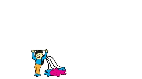 Kids drawing white screen with theme of skydiving Stock Footage 113504184
