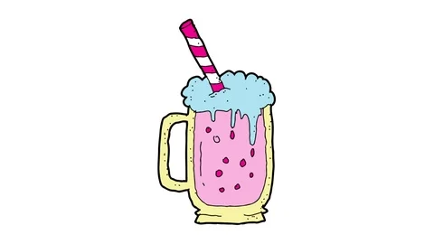 Kids drawing white screen with theme of milk shake Stock Footage 113504565