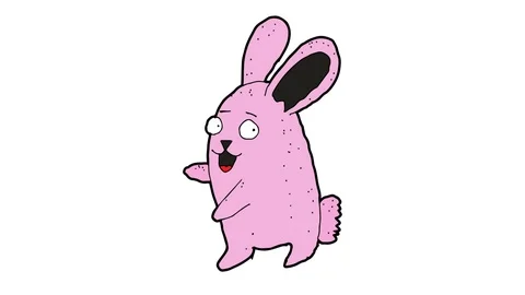 Kids drawing white screen with theme of rabbit Video stock 113504624