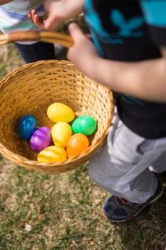 Kids easter egg hunt Stock Photos
