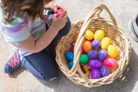 Kids easter egg hunt Stock Photos