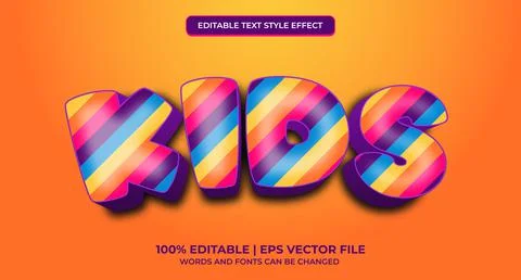 Kids - edit text effect, editable text style effect イラスト素材