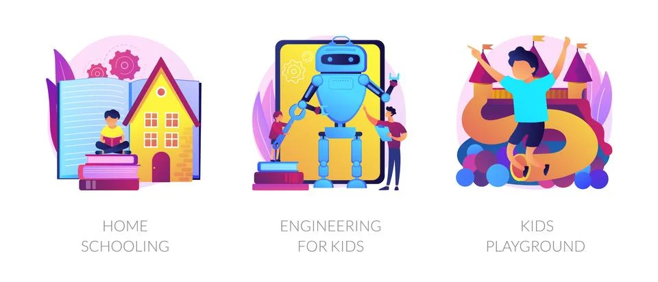 Kids education and development vector concept metaphors Illustrazione stock