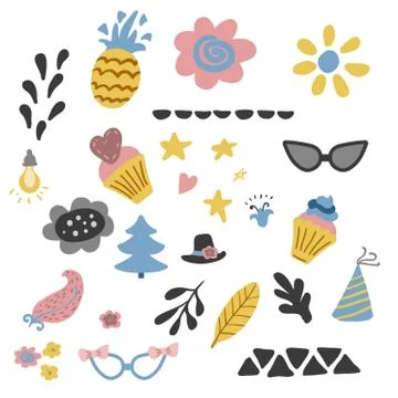 Kids elements collection. Set in vector. イラスト素材