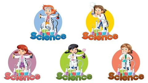 Kids Engaged in Science Experiments Illustrazione stock