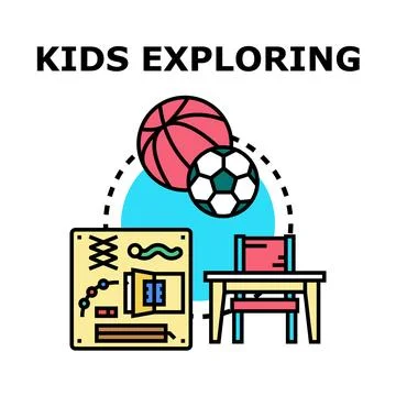 Kids exploring creative learning and active play Stock Illustration