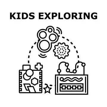 Kids exploring creative learning and development toys Illustrazione stock