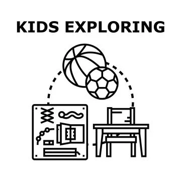 Kids exploring creative learning and active play Stock Illustration