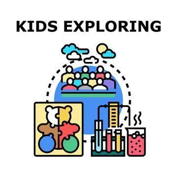 Kids exploring science and education concepts Stock Illustration