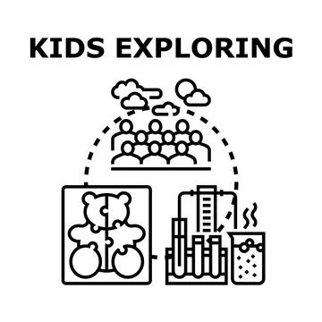 Kids exploring science and education concepts Stock Illustration