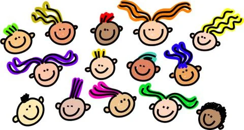 Kids Faces Stock-Illustration