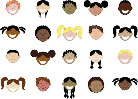 Kids Faces Stock Illustration