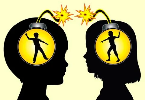 Kids Fighting Stock Illustration