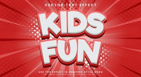 Kids Fun 3d editable text style effect Illustrazione stock