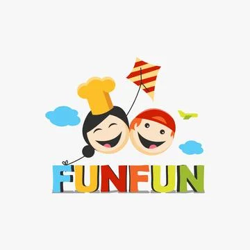 Kids fun play logo vector illustration template on white background Stock Illustration