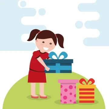 Kids gift box image Stock Illustration