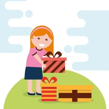 Kids gift box image Stock Illustration