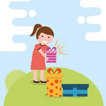 Kids gift box image Stock Illustration