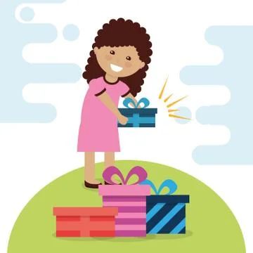 Kids gift box image Stock Illustration