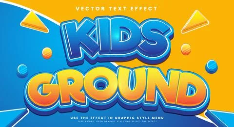 Kids Ground 3d editable text style effect 스톡 일러스트
